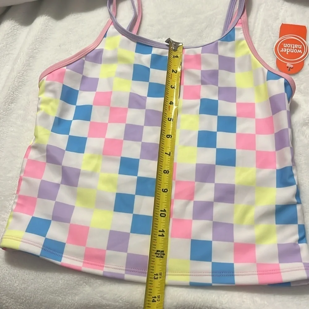 New Wonder Nation Girls' Strappy Tankini Swimsuit UPF 50 2-Piece Size XL 14-16
